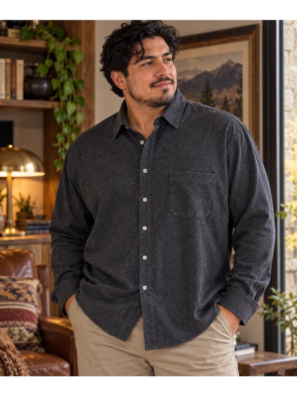 Scott Barber XXL Black Cotton Cashmere Button Down Shirt Long Sleeve Quiet Luxur